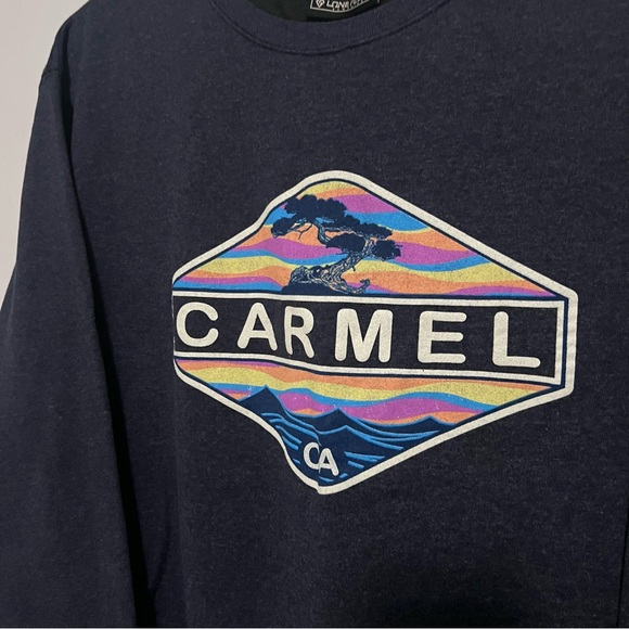 Lone Rock Carmel California Crew Neck Sweatshirt Size Large Navy Blue Graphic - Picture 3 of 6